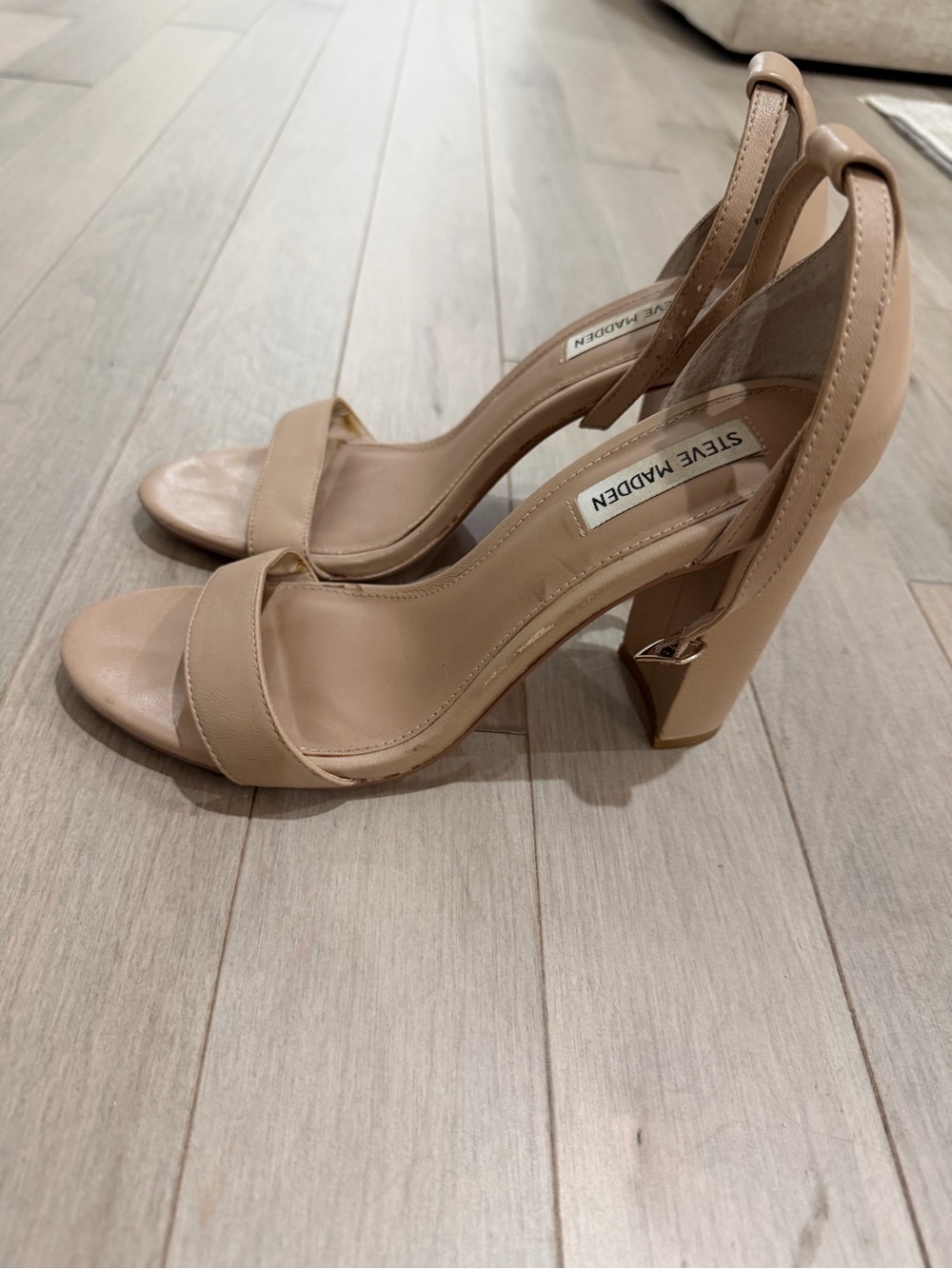Steve Madden Beige Slingback Block Heels